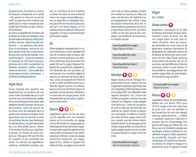 Association par saveur du Petit Dictionnaire des accords mets et vins de Olivier Bompas chez Hachette. 