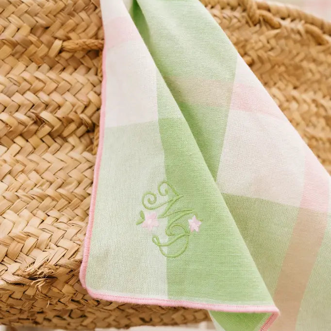 LOT DE 2 SERVIETTES_A_CARREAU_VERT_ET_ROSE__LA_PETITE_BOITE_JAUNE