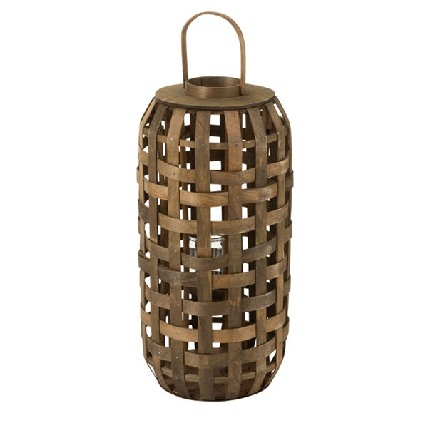 Lanterne cylindrique en bois marron foncé
