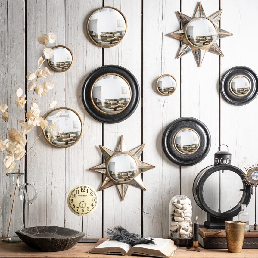 Miroir convexe rond doré - 3 tailles