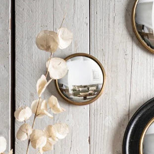 Miroir convexe rond doré - 3 tailles