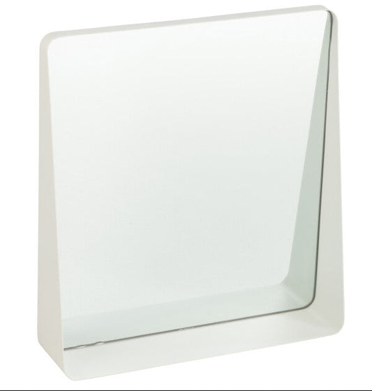 MIROIR MURAL DESIGN CARRE EN METAL BLANC-LA PETITE BOITE JAUNE