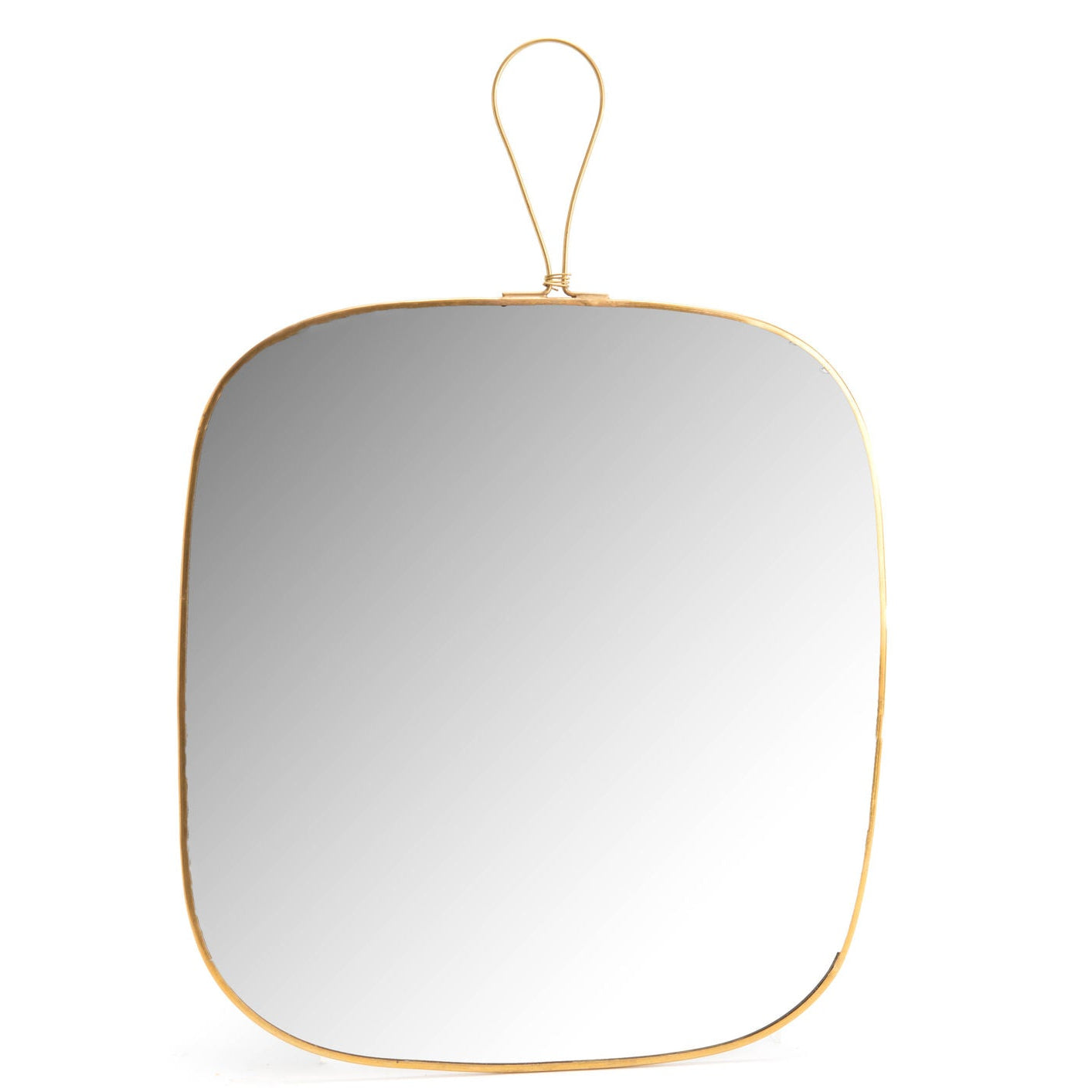 Miroir rectangulaire arrondi à suspendre, bord doré - 2 tailles
