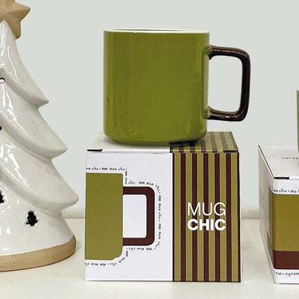 MUG CHIC BICOLORE KAKI ET MARRON FONCE- LA PETITE BOITE JAUNE