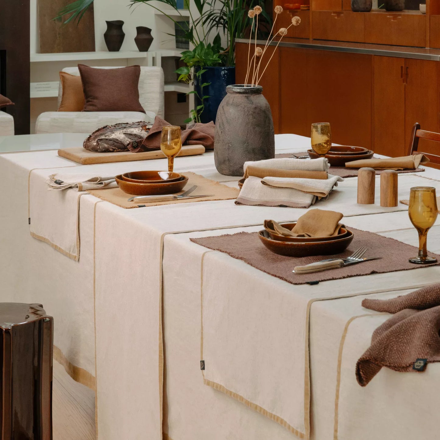 Nappe unie en lin 160 x 300 cm - Haomy