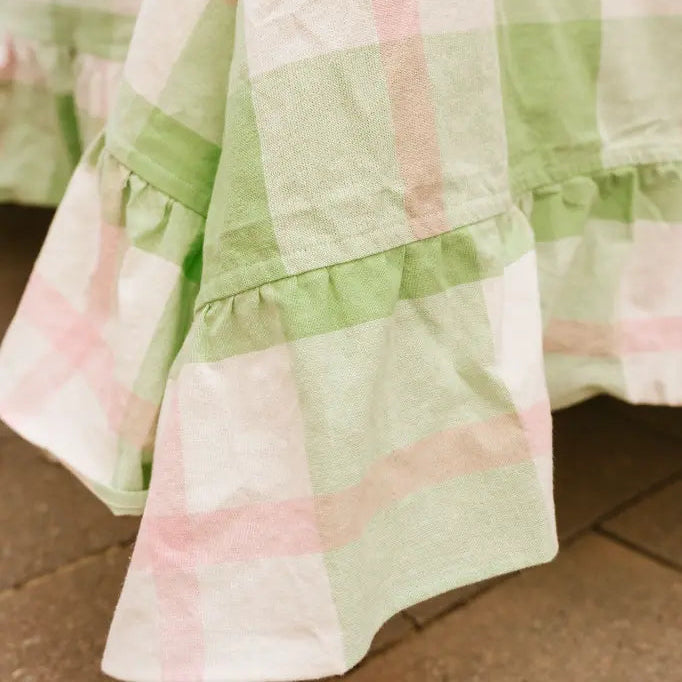 NAPPE_A_CARREAU_VERT ET ROSE _LA_PETITE_BOITE_JAUNE