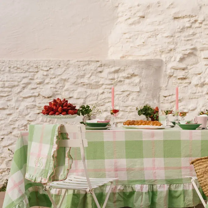 NAPPE_A_CARREAU_VERT ET ROSE _LA_PETITE_BOITE_JAUNE