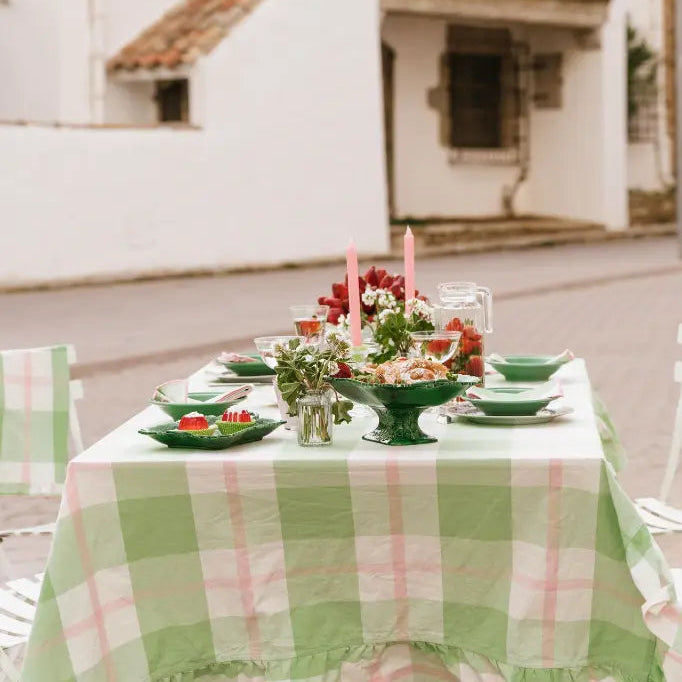 NAPPE_A_CARREAU_VERT ET ROSE _LA_PETITE_BOITE_JAUNE