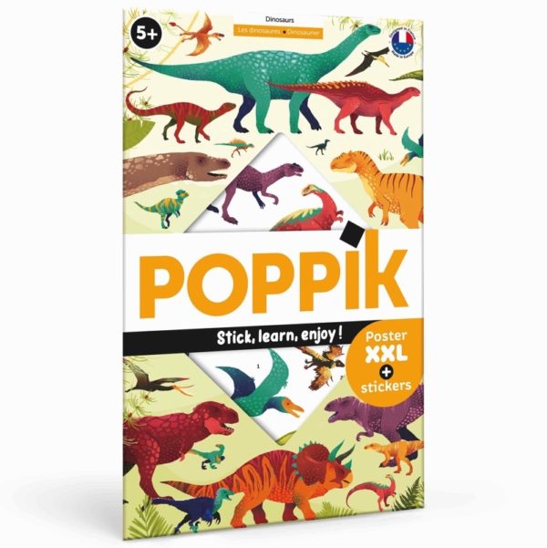 Poster XXL avec stickers repositionnables à coller, thème Dinosaures.