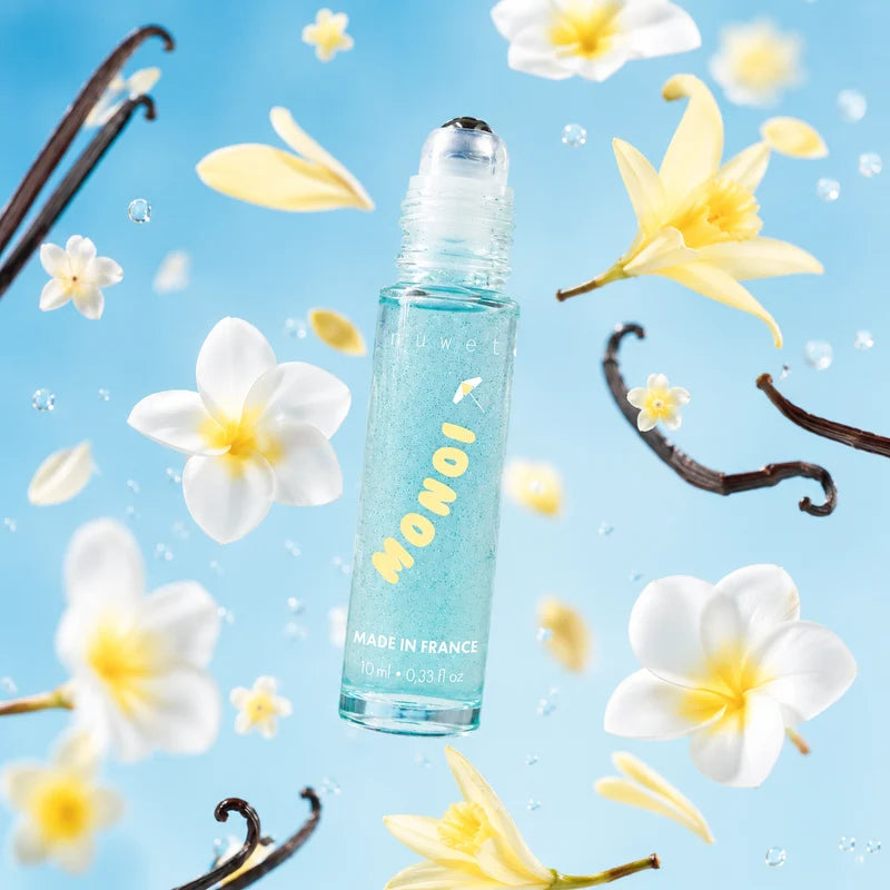 Roll-on parfumé et pailleté, parfum monoï.