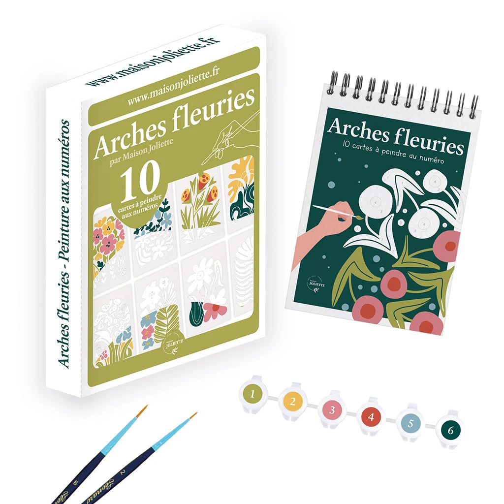 Coffret de peinture aux numéros de Maison Joliette, modèle Arches fleuries.