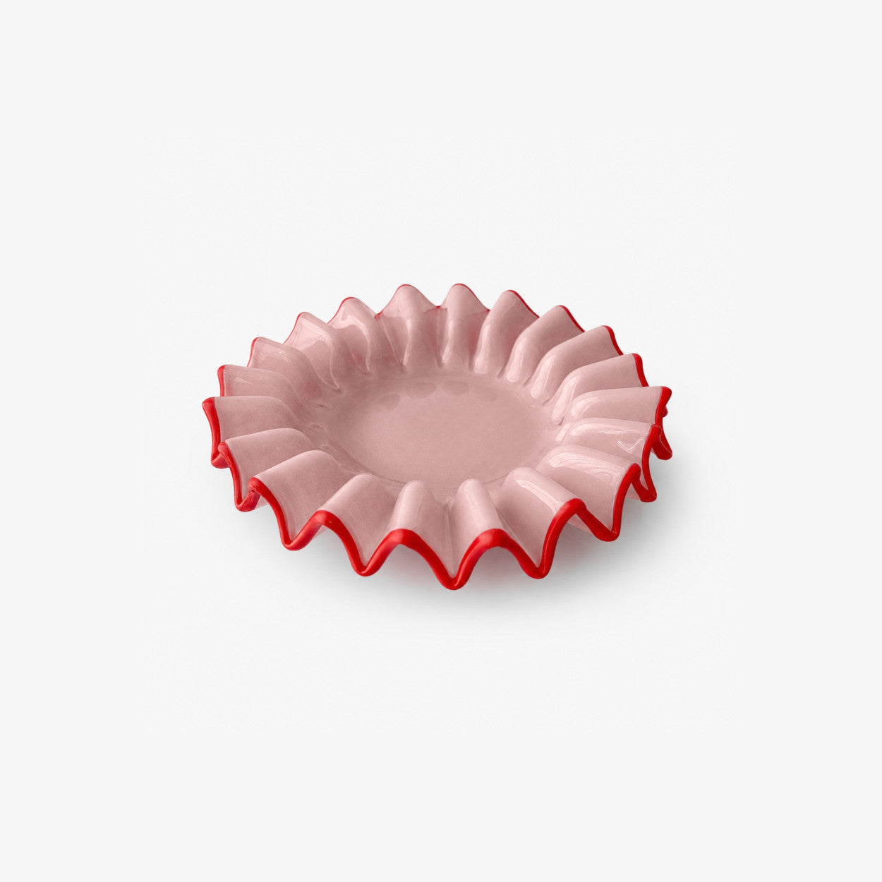 Petite coupelle à collerette rose en verre