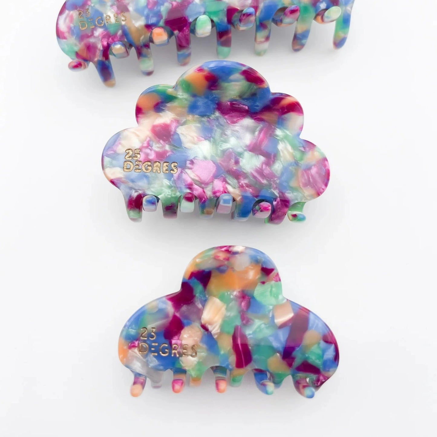Duo de pinces à cheveux en forme de nuage à motifs écaille, multicolore.