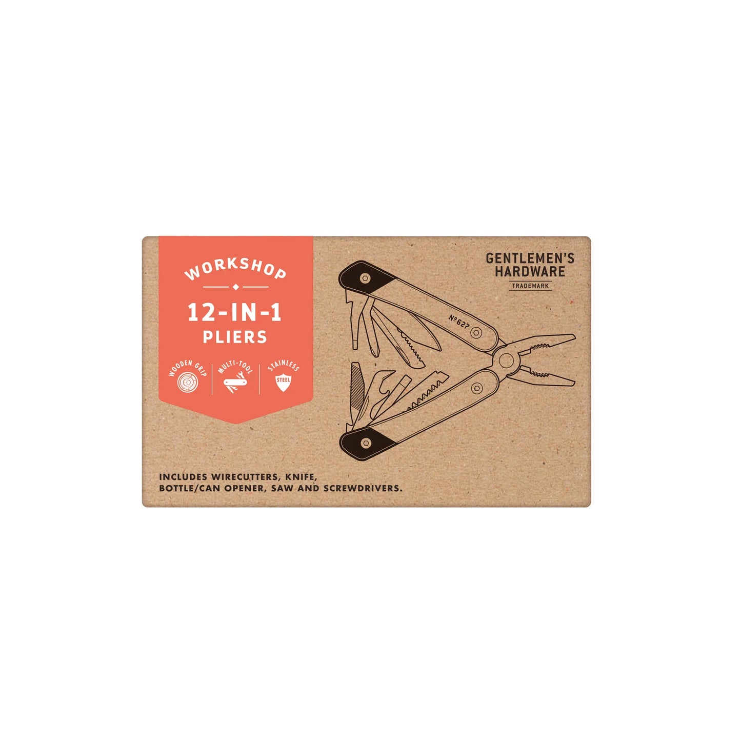 Pince multifonctions avec manche en bois.