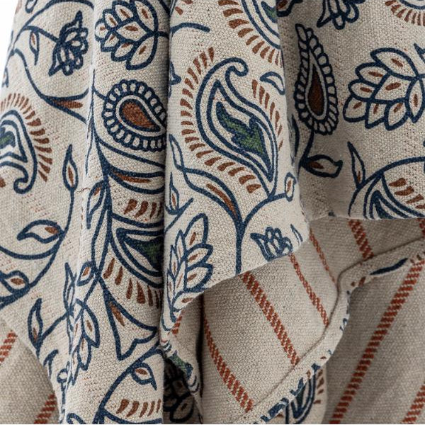 PLAID EN COTON RECYCLE FLEUR ET RAYURES REVERSIBLE