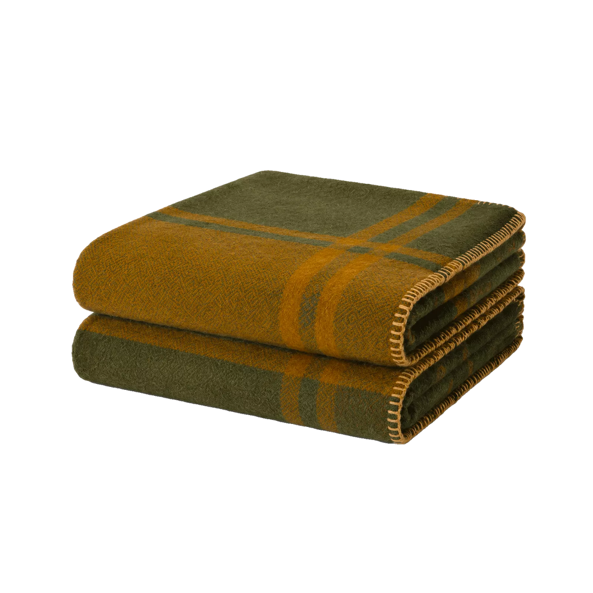 PLAID EN LAINE A CARREAU HYGGE GOLD OLIVE HAOMY - LA PETITE BOITE JAUNE