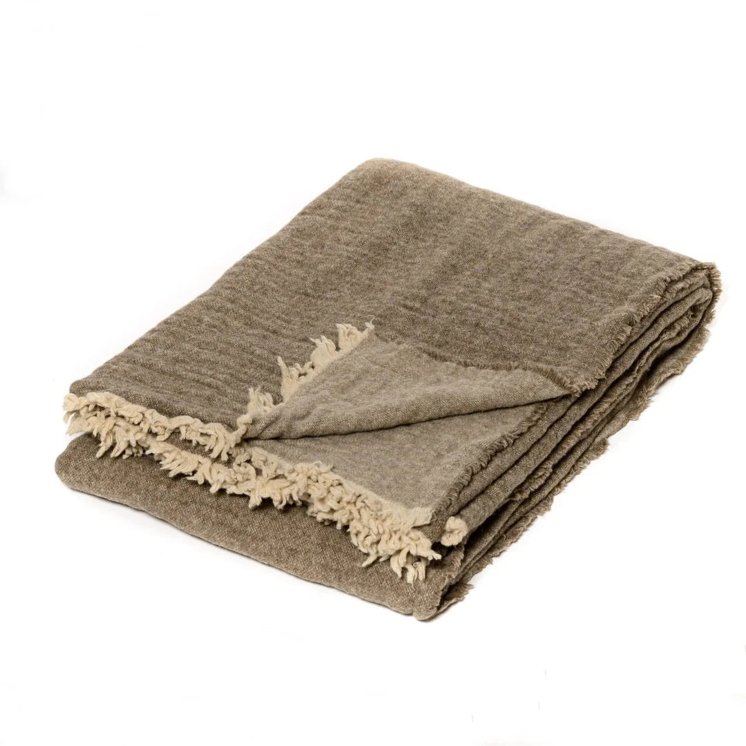Plaid en laine taupe, fabrication italienne - Les Choses Simples
