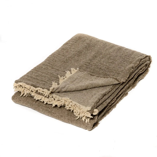 Plaid en laine taupe, fabrication italienne - Les Choses Simples