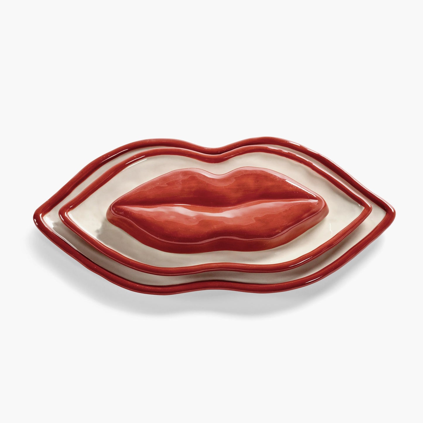 Plats de service en forme de lèvres, set de 3, collection Les Objets Mouleversants - Serax