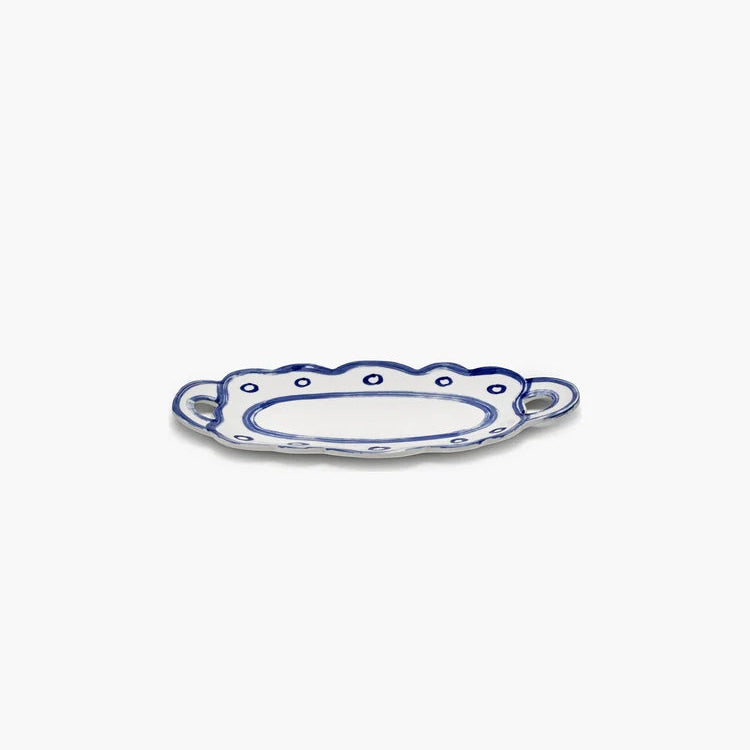 PLAT A POIGNE BLEU ET BLANC LINE UP DE SERAX - LA PETITE BOITE JAUNE