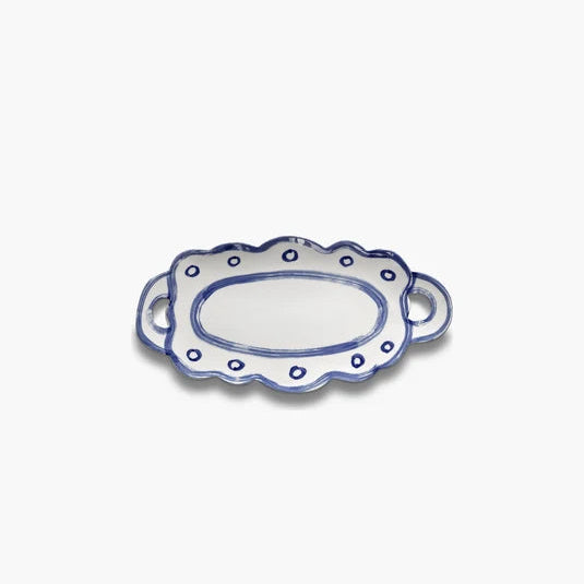 PLAT A POIGNE BLEU ET BLANC LINE UP DE SERAX - LA PETITE BOITE JAUNE