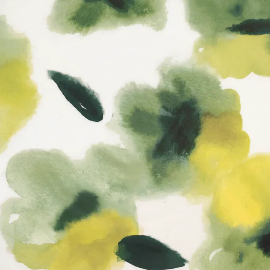 PLAT EN CERAMIQUE ARTISANALE FLEURI  VERT ET JAUNE - LA PETITE BOITE JAUNE