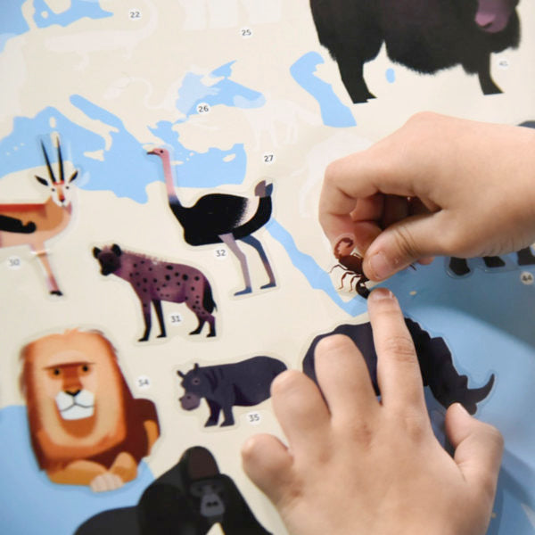 Poster XXL avec stickers repositionnables à coller, thème Animaux du monde.