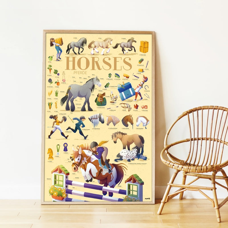 Poster XXL avec stickers repositionnables à coller, thème Chevaux.