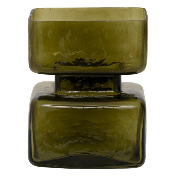 Photophore Camo en verre vert olive