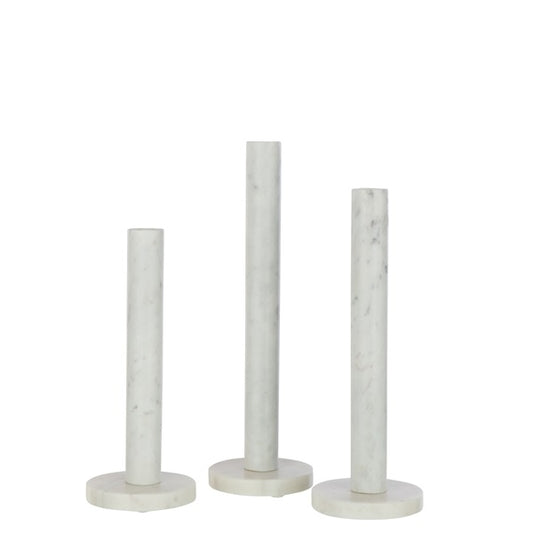 Bougeoir cylindrique en marbre blanc - 3 tailles