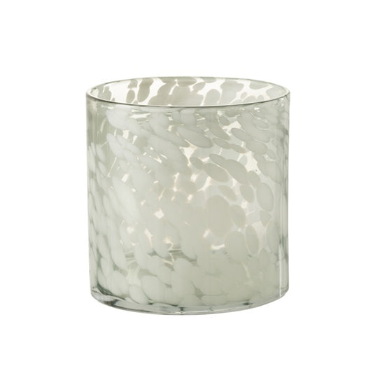 Photophore en verre avec taches blanc/gris - 2 tailles