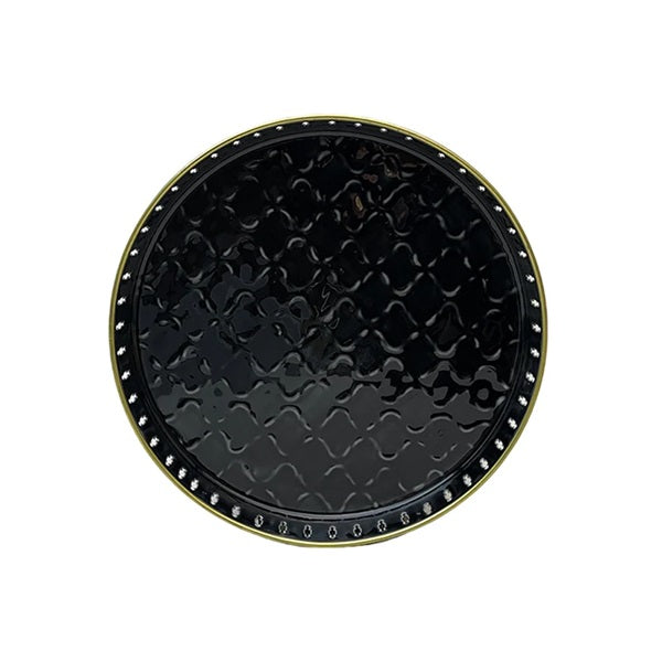 Plateau rond en métal émaillé coloré