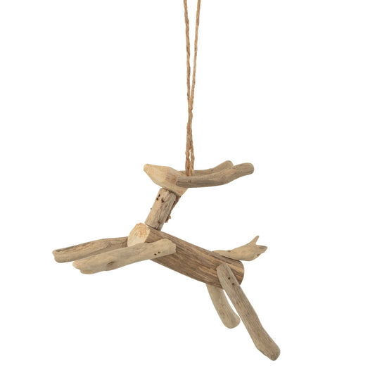 Décoration de noël : renne en bois flotté à suspendre. 