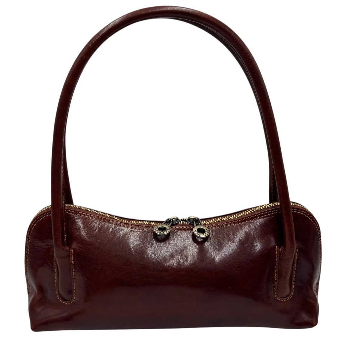 Sac baguette en cuir marron. 