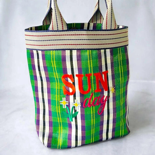 SAC CABAS EN PLASTIQUE RECYCLE VERT - LA PETITE BOITE JAUNE