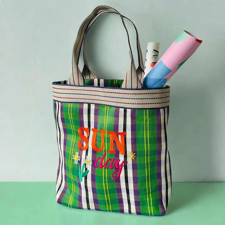 SAC CABAS EN PLASTIQUE RECYCLE VERT - LA PETITE BOITE JAUNE