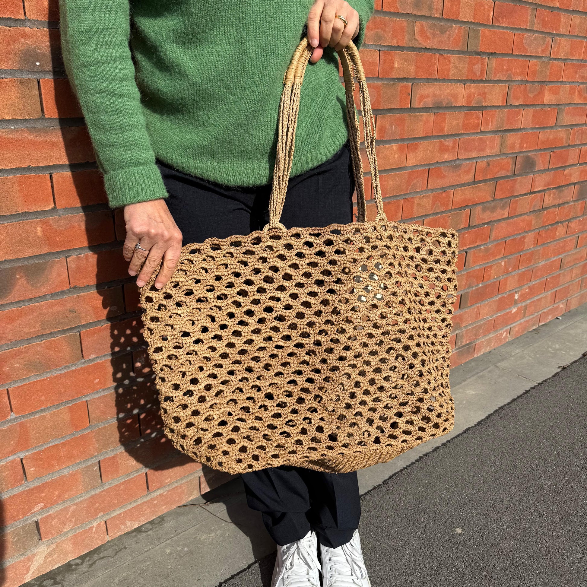 SAC CABAS GRANDE TAILLE EN RAPHIA CROCHETE A LA MAIN - LA PETITE BOITE JAUNE