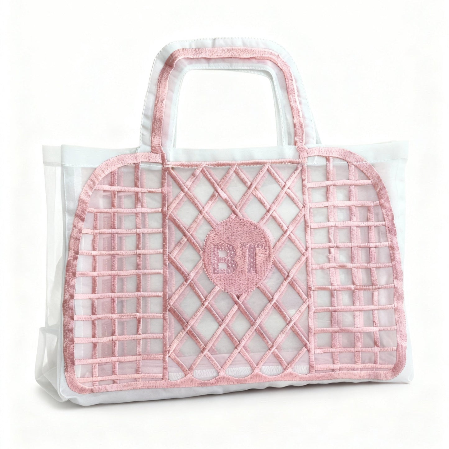 SAC EN ORGANZA ET BRODERIE ROSE BRIGITTE TANAKA - LA PETITE BOITE JAUNE