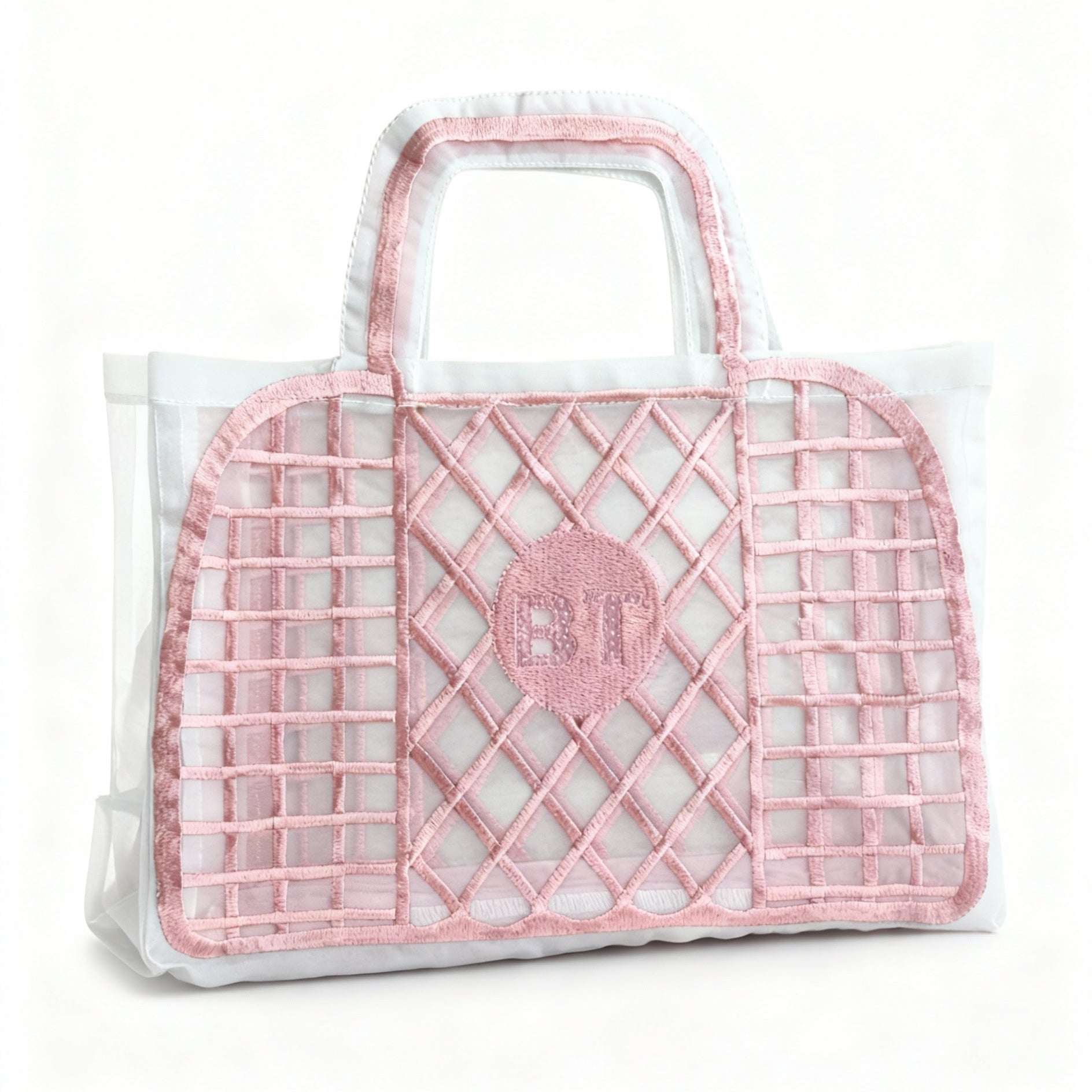 SAC EN ORGANZA ET BRODERIE ROSE BRIGITTE TANAKA - LA PETITE BOITE JAUNE