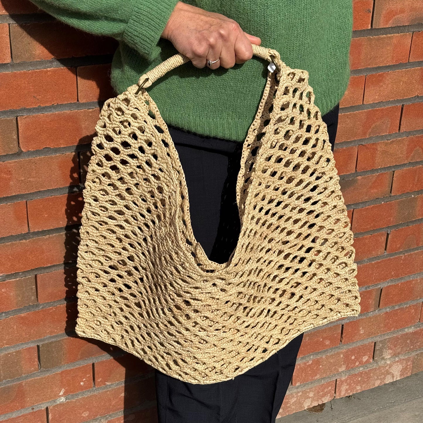 SAC EN RAPHIA CLAIR CROCHET FAIT MAIN - LA PETITE BOITE JAUNE