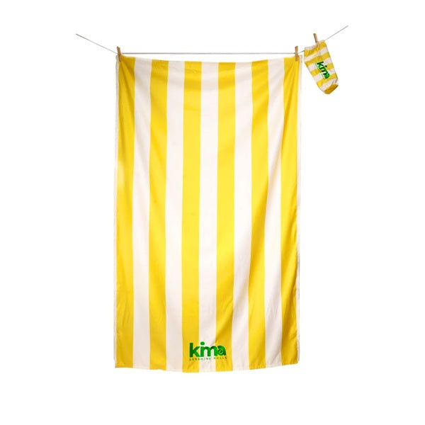 SERVIETTE_PLAGE_PISCINE_ULTRA_LEGERE_ET_COMPACTE_KIMA_RAYURE JAUNE_LA_PETITE_BOITE_JAUNE