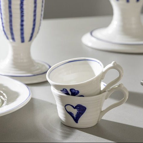 SET COFFRET DE 2 TASSES BLEU ET BLANC KLEVERING - LA PEITE BOITE JAUNE