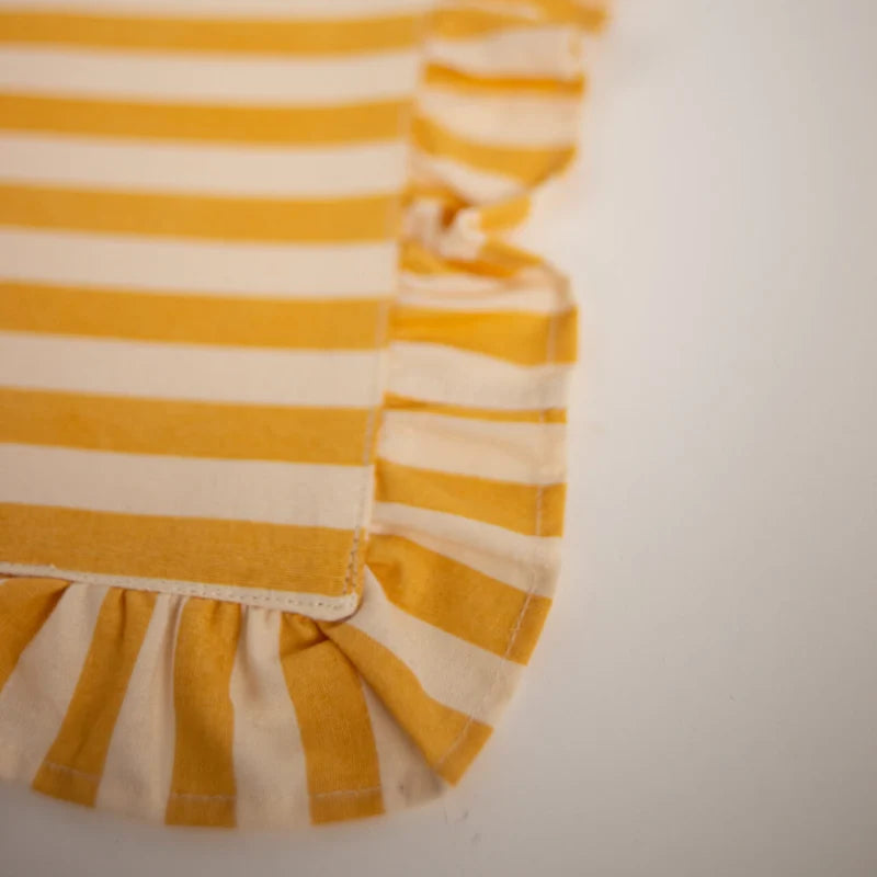SET DE TABLE RAYE JAUNE A VOLANTS - LA PETITE BOITE JAUNE