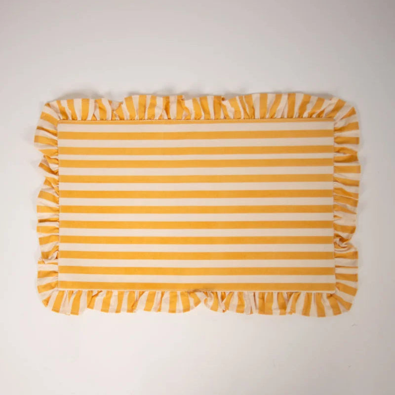 SET DE TABLE RAYE JAUNE A VOLANTS - LA PETITE BOITE JAUNE