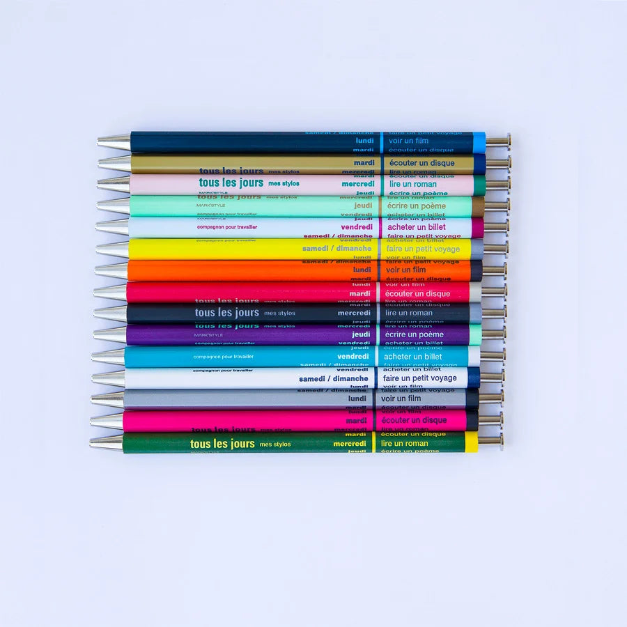 Stylo Days rechargeables de toutes les couleurs.
