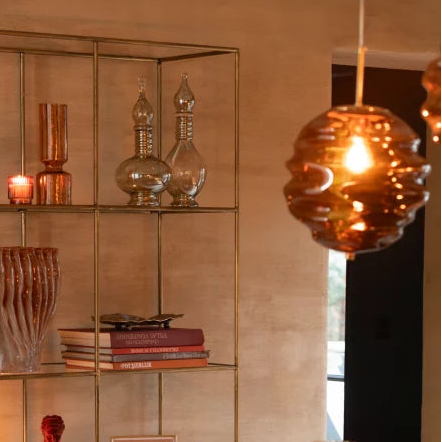 SUSPENSION EN VERRE AMBRE RUCHE - LA PETITE BOITE JAUNE