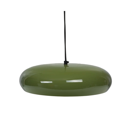 Cette suspension est délicieusement rétro et se décline dans deux couleurs (jaune moutarde et vert olive) qui évoquent les années 1960/1970.
