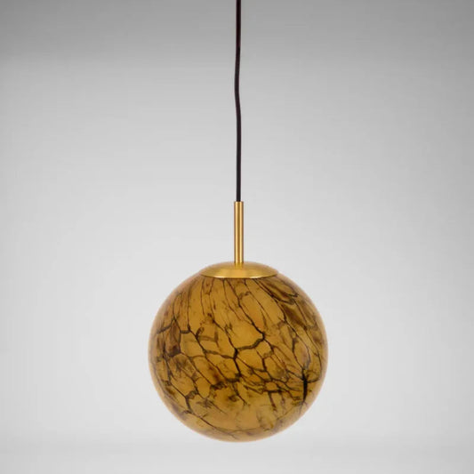 SUSPENSION RONDE EN VERRE BRUNE-LA PETITE BOITE JAUNE