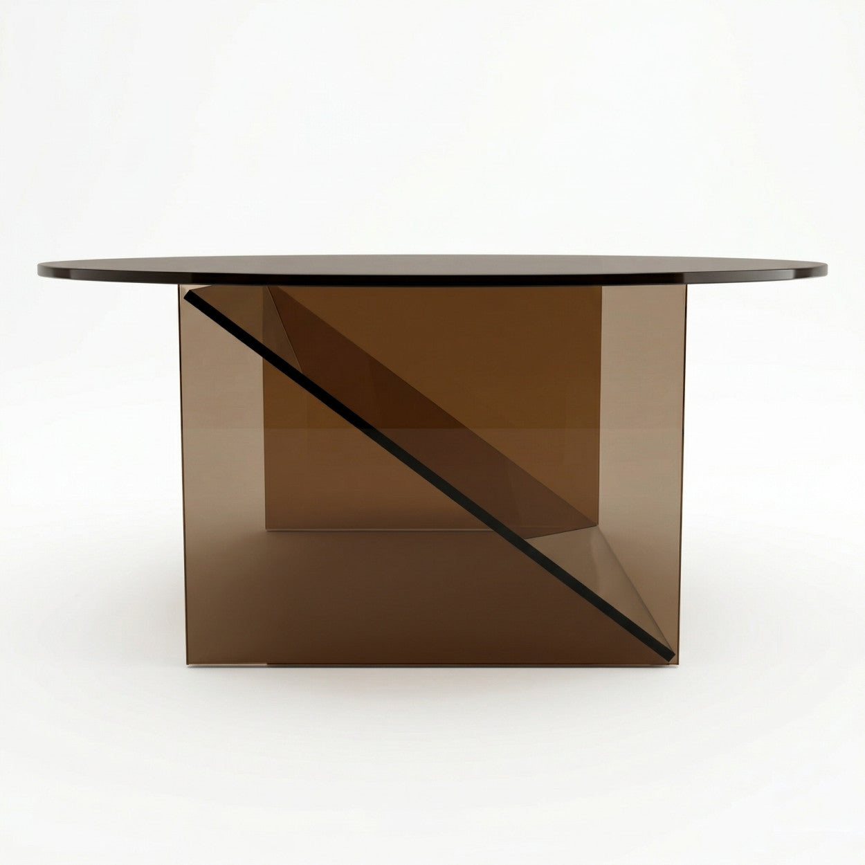 TABLE BASSE EN VERRE AMBRE ESPRIT SEVENTIES - LA PETITE BOITE JAUNE