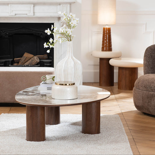 TABLE BASSE RESINE EFFET MARBRE - LA PETITE BOITE JAUNE